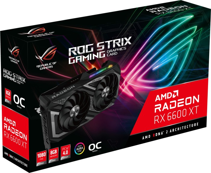 ASUS ROG Strix Radeon RX 6600 XT OC, ROG-STRIX-RX6600XT-O8G-GAMING, 8GB GDDR6, HDMI, 3x DP