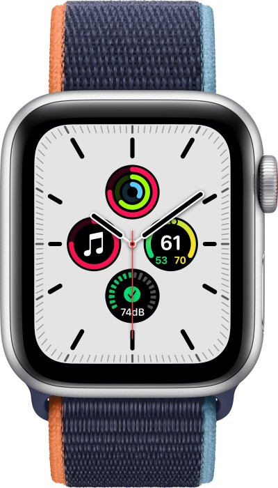 Apple Watch SE (GPS + Cellular) 40mm silber mit Sport Loop dunkelmarine