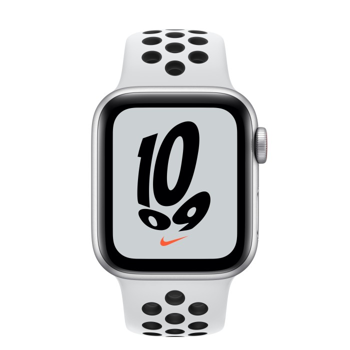 Apple Watch Nike SE (GPS + Cellular) 40mm silber mit Sportarmband Pure Platinum/schwarz