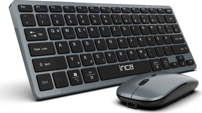 Inca IBK-572BT Smart Recharable keyboard & mysz zestaw srebrny/czarny, USB/Bluetooth, DE