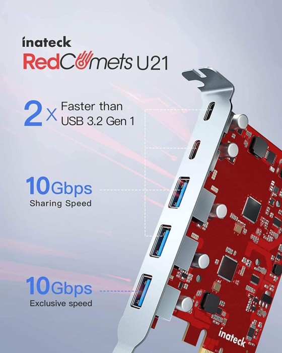 Inateck RedComets U21, 2x USB-C 3.1, 3x USB-A 3.1, PCIe 2.0 x4