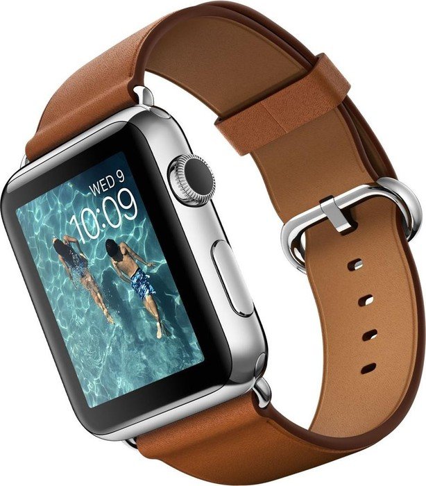 Apple Watch Series 1 42mm With Classic Leather Bracelet Silver Brown Mlc92fd Skinflint Price Comparison Uk