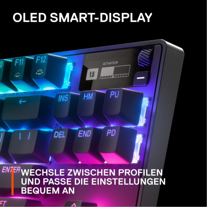 new steelseries apex pro tkl 2023 ed.- world's fastest mechanical gaming  keyboard - adjustable actuation - esports tenkeyless - oled screen - rgb -  pbt keycaps - usb-c,black 