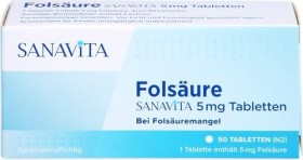 Sanavita Folsäure 5mg Tabletten, 50 Stück