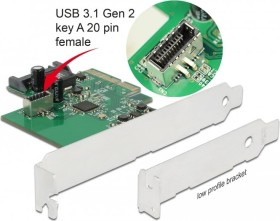 DeLOCK intern 20-Pin Key-A USB 3.1, PCIe 3.0 x4