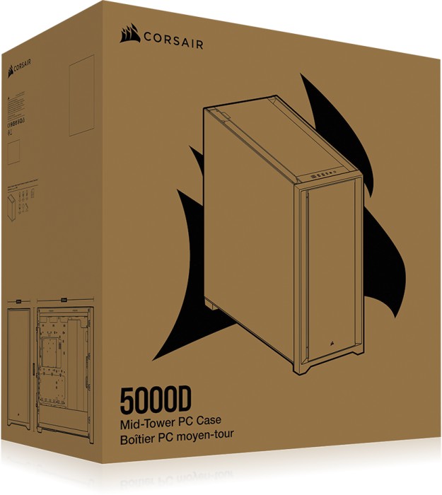 Corsair 5000D, biały, szklane okno