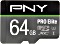 PNY Pro Elite R100/W60 microSDXC 64GB Kit, UHS-I U3, A1, Class 10 (P-SDU64GV31100PRO-GE)