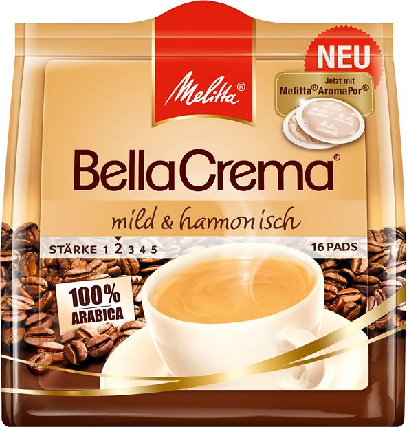Melitta BellaCrema łagodny & harmoniczny kawa w saszetkach, sztuk 16