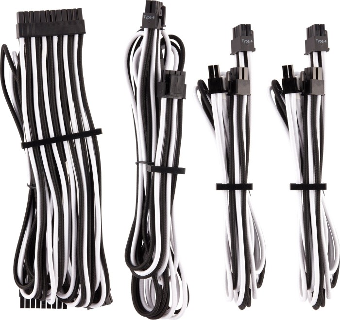 Corsair PSU Cable Kit Type 4 - Starter Kit - Gen4, schwarz/weiß