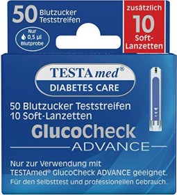 TESTAmed GlucoCheck Advance Teststreifen + Lanzetten, 60 Stück (50x Teststreifen, 10x Lanzetten)