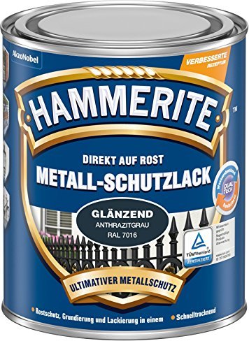 Hammerite Metallschutz-Lack Glänzend außen anthrazitgrau 750ml Dose