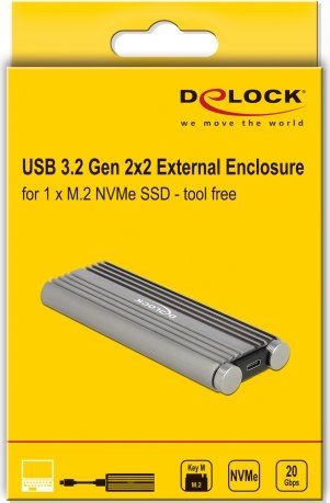 DeLOCK USB 3.2 Gen 2x2 External Enclosure, USB-C 3.2