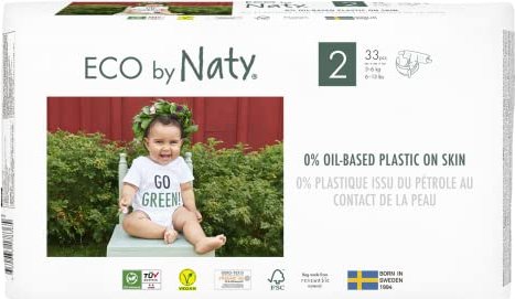 Eco by Naty Größe 2 pflanzliche Premium-Bio-Windeln 3–6 kg 4 x 33 132 Windeln 