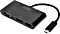 Digitus USB-C 3in1 Triple monitor adapter, USB-C na HDMI/DisplayPort/VGA, czarny (DA-70859)