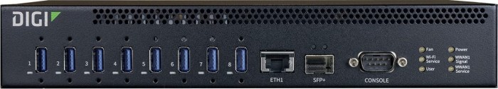 Digi AnywhereUSB 8 Plus, Network attached hub USB, urządzenia-Server, 8x USB-A 3.0, RJ-45/SFP+ [gniazdko]