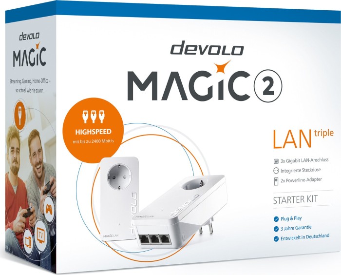 devolo Magic 2 LAN triple Starter Kit, G.hn, 3x RJ-45, 2er-Pack