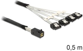 DeLOCK Kabel Mini SAS HD x4 SFF 8643 Stecker > 4x SATA 7 Pin Buchse, 0.5m