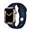 Apple Watch Series 7 (GPS + Cellular) 41mm Edelstahl gold mit Sportarmband abyssblau (MN9K3FD)