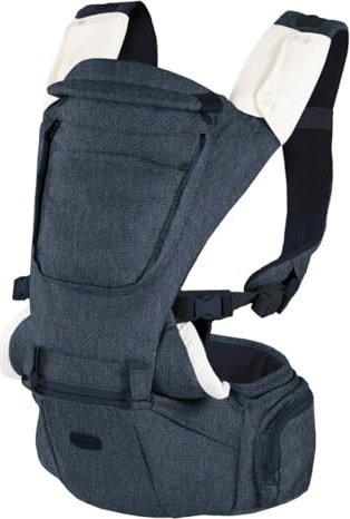 mit Gepolsterten Schulterriemen und Kapuze Chicco Hip Seat Ergonomische Babytrage für 0 Monate bis 15 kg 8 Positionen Multifunktionale 3 in 1 Trage und Hüftsitz 