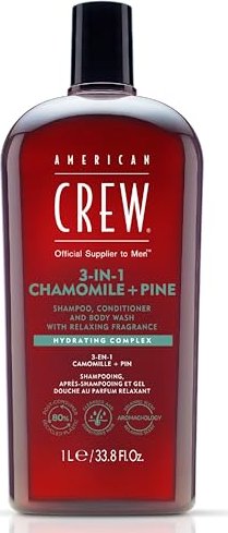 American Crew 3in1 Chamomile + Pine szampon + odżywka + Body Wash, 1L