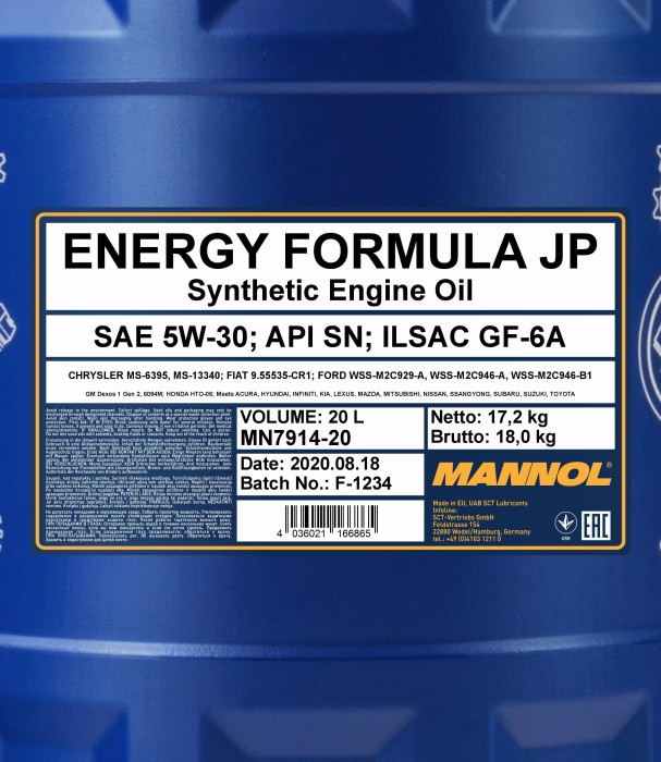 Mannol Energy Formula JP 5W-30 20l