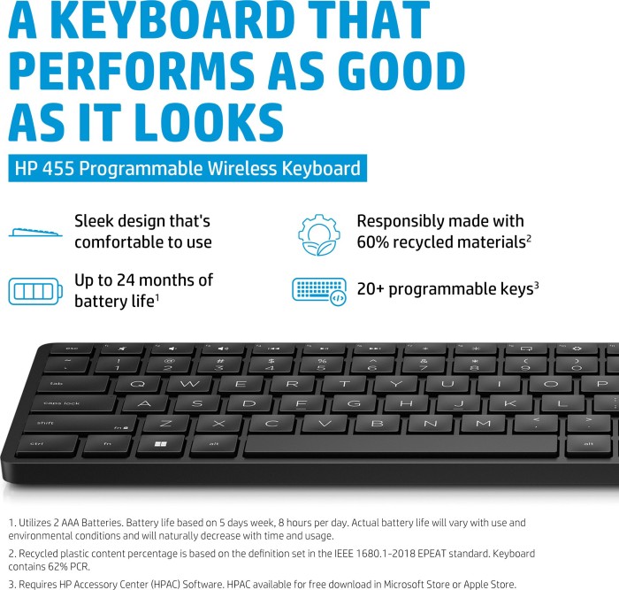 HP 455 Programmable Wireless Keyboard, USB, DE