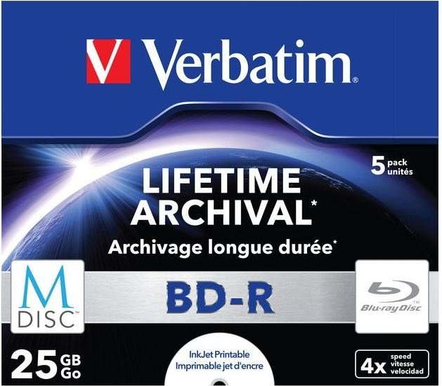 Verbatim M-DISC BD-R 25GB 4x, 5er Jewelcase printable
