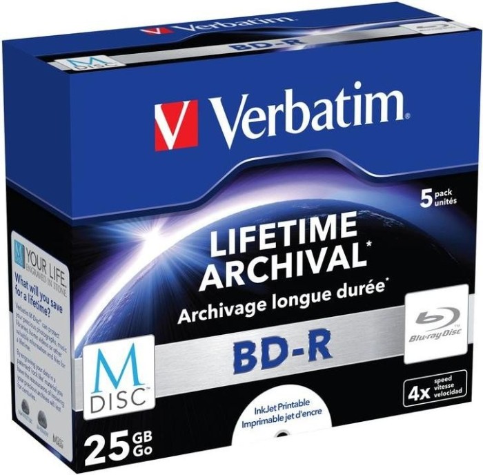 Verbatim M-DISC BD-R 25GB, 4x, 5er Jewelcase, printable
