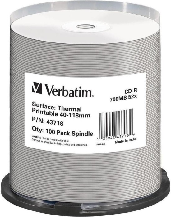 Verbatim DataLifePlus CD-R 80min/700MB 52x, 100er Spindel printable thermo