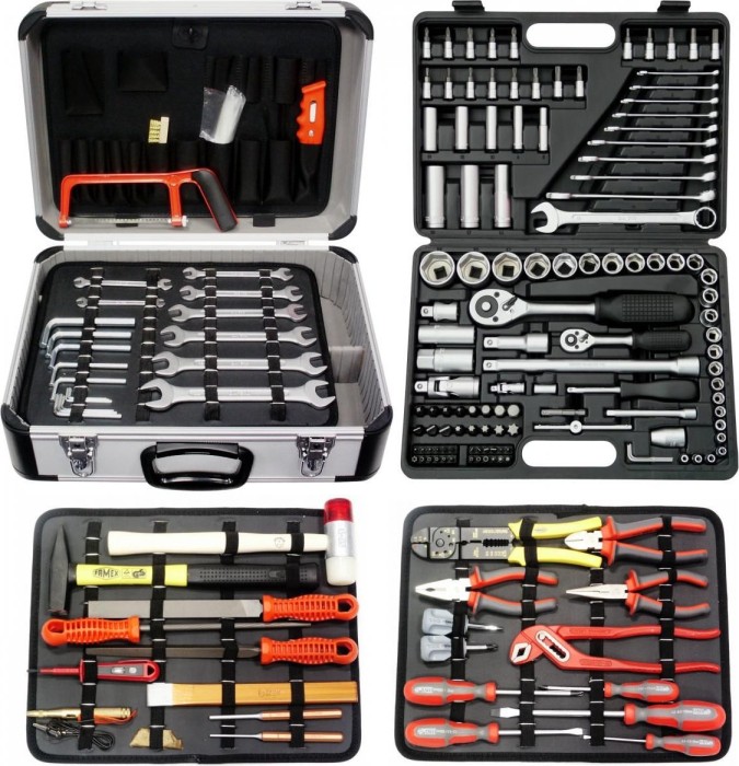 Famex 719-44 Mechaniker zestaw narzędzi ręcznych, 214-częściowy plus walizka
