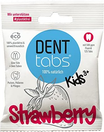 Denttabletki Kids Strawberry tabletki do mycia zębów, 125 sztuk