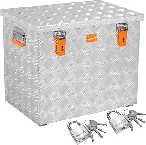 Produktbild von ALUBOX Strong Black Edition 120L Alu-Transportkiste – 3mm Riffelblech, Schwarz, 62,2x42,5x52 Cm