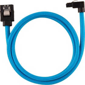 Corsair Premium Sleeved SATA 6Gb/s Kabel blau 0.6m, gewinkelt