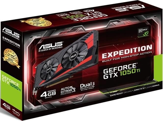 ASUS Expedition GeForce GTX 1050 Ti, EX-GTX1050TI-4G, 4GB GDDR5, DVI, HDMI, DP