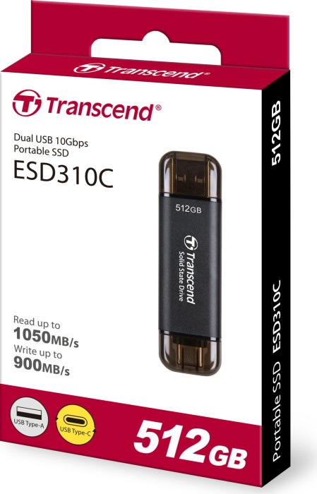Transcend ESD310C Black 512GB, USB-A 3.1/USB-C 3.1