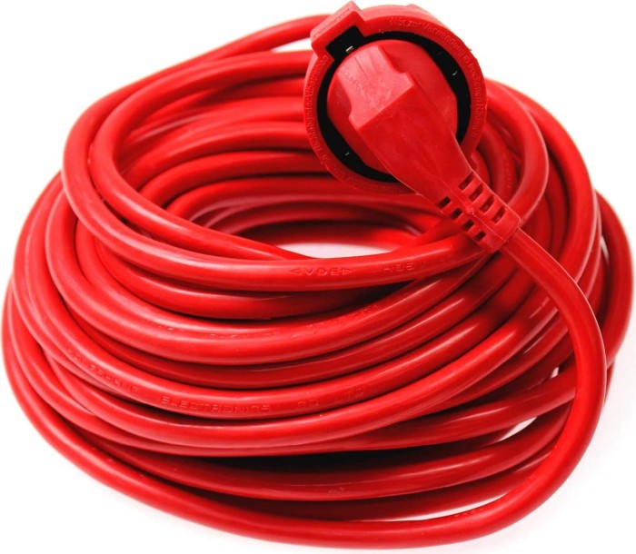 as-Schwabe tworzywo sztuczne kabel przedłużający IP20 czerwony, H05VV-F 3G1.5, 15m