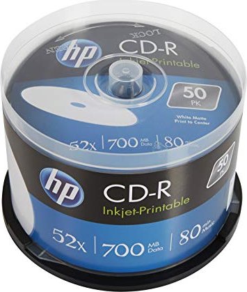 HP CD-R 80min/700MB 52x do nadruku, Cake Box 50 sztuk