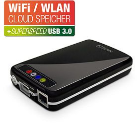 Fantec MWiD25 mobile Wi-Fi Disk czarny 750GB, USB 3.0/WLAN