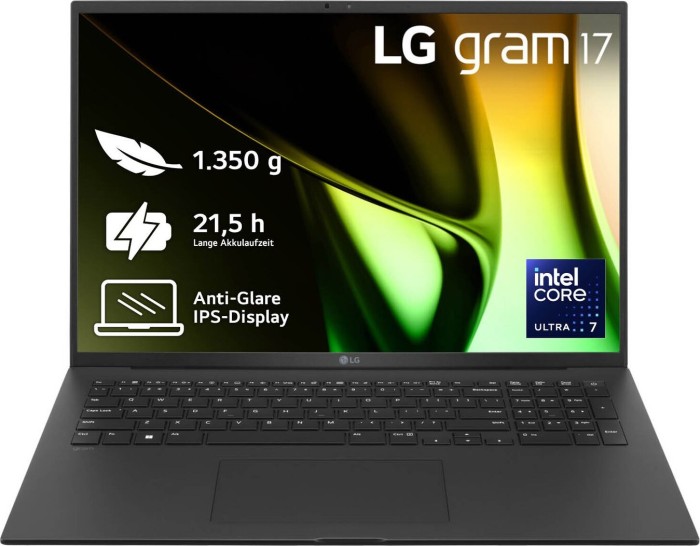 LG gram 17, czarny, Core Ultra 7 155H, 16GB RAM, 512GB SSD, DE