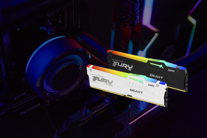 Kingston FURY Beast RGB weiß DIMM Kit 64GB, DDR5-6000, CL30-36-36, on-die ECC