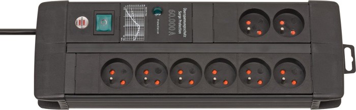 Brennenstuhl Premium-Line Duo 60000A, 8-fach Typ E, 3m, schwarz