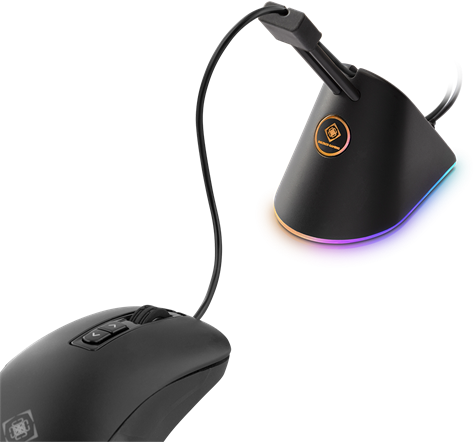 Deltaco Gaming RGB Mouse Bungee mocowanie kabla od myszki, czarny