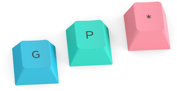 Glorious PC Gaming Race GPBT Keycaps, tworzywo sztuczne (PBT), Pastel, niebieski/różowy/zielony, przycisków - 114 (104+10), ANSI-US