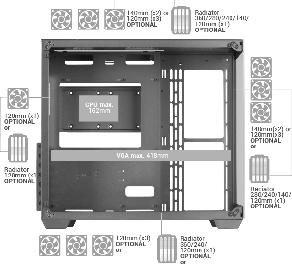 Mars Gaming MCV4, czarny, szklane okno