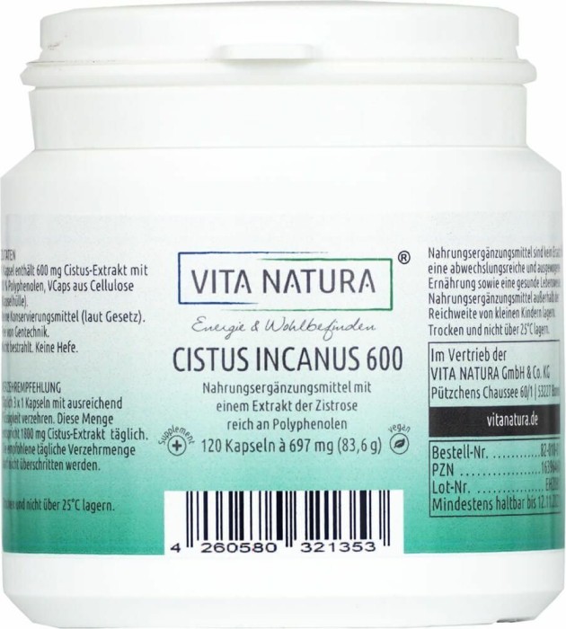 Vita Natura Cistus Incanus Kapseln, 120 Stück