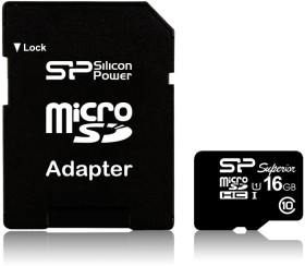 Silicon Power Superior R90/W45 microSDHC 16GB Kit, UHS-I, Class 10