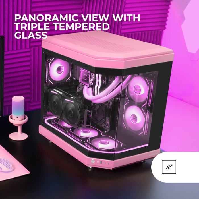 Mars Gaming MC-3TP, różowy, szklane okno