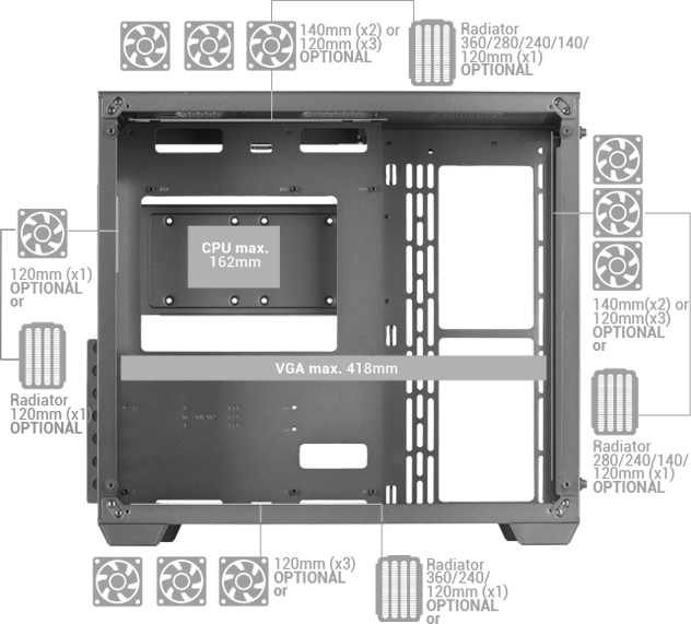 Mars Gaming MCV3, schwarz, Glasfenster