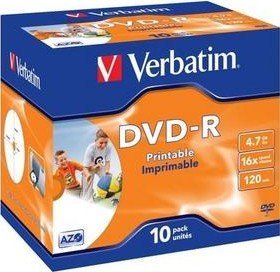 Verbatim DVD-R 4.7GB 16x, Jewelcase 10 sztuk do nadruku