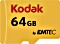 Kodak 580X R85/W20 microSDXC 64GB Kit, UHS-I U1, Class 10 (EKMSDM64GXC10K)